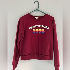 Burgundy Sunset Chasers Crewneck. Forever 21. Size Medium